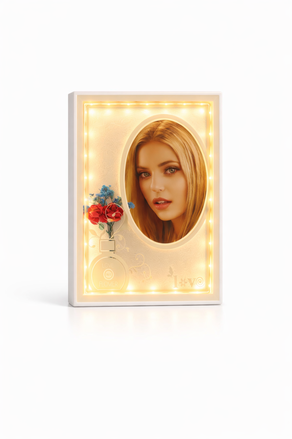 LOVEDECOR LED Romantic Photo Frame with Oval Photo Holder (Customizable)