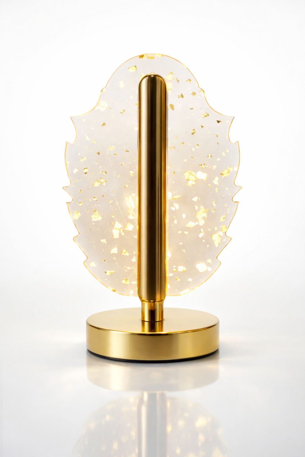 LOVEDECOR Crystal Acrylic LED Table Lamp with Gold Flakes