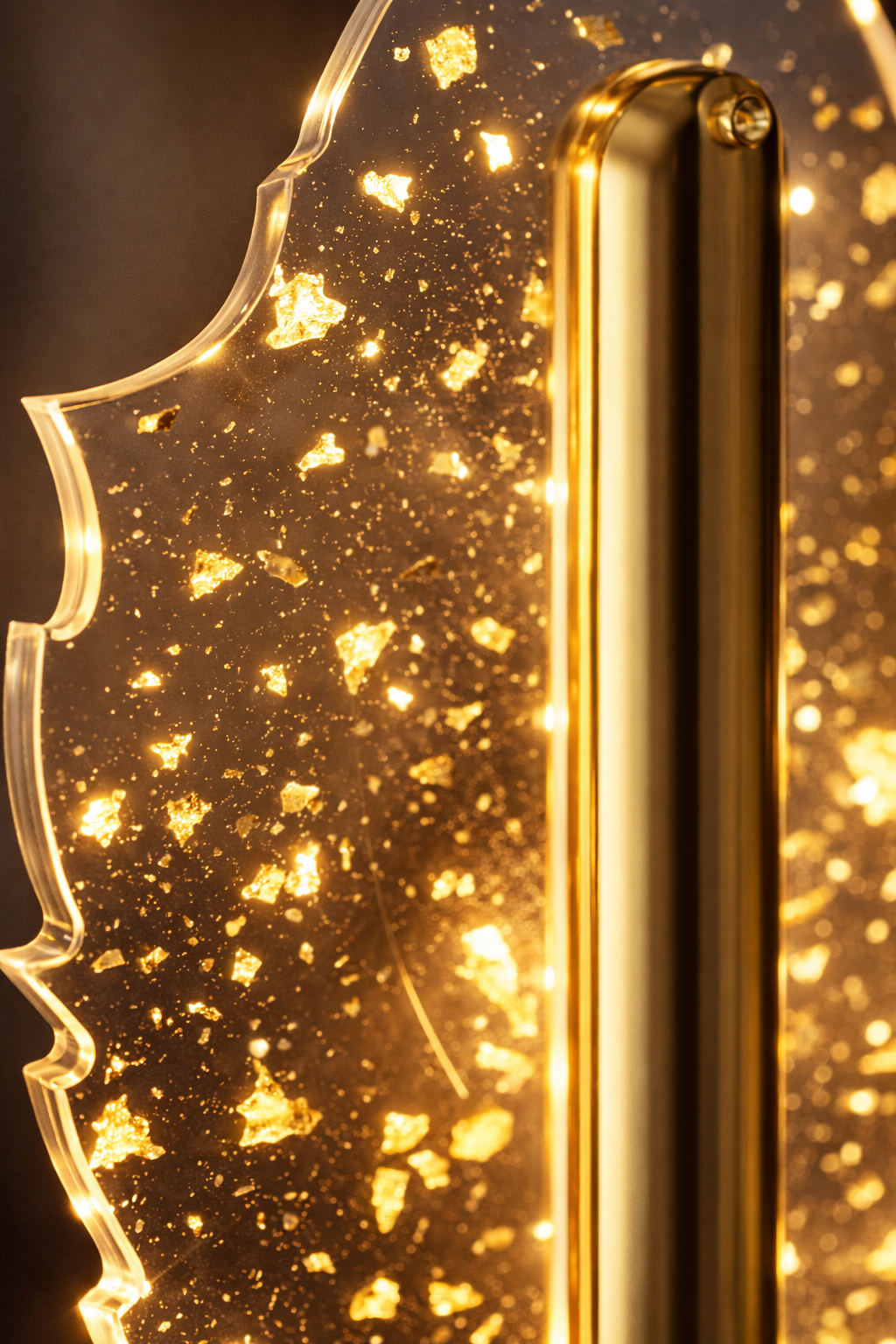 LOVEDECOR Crystal Acrylic LED Table Lamp with Gold Flakes