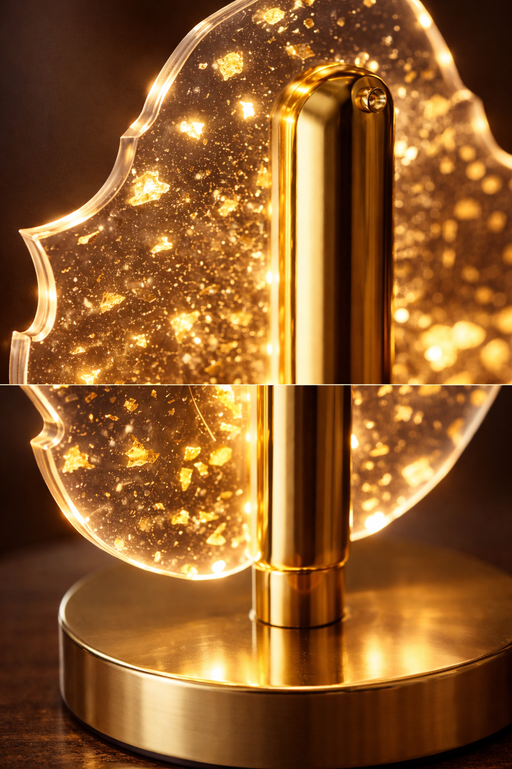 LOVEDECOR Crystal Acrylic LED Table Lamp with Gold Flakes