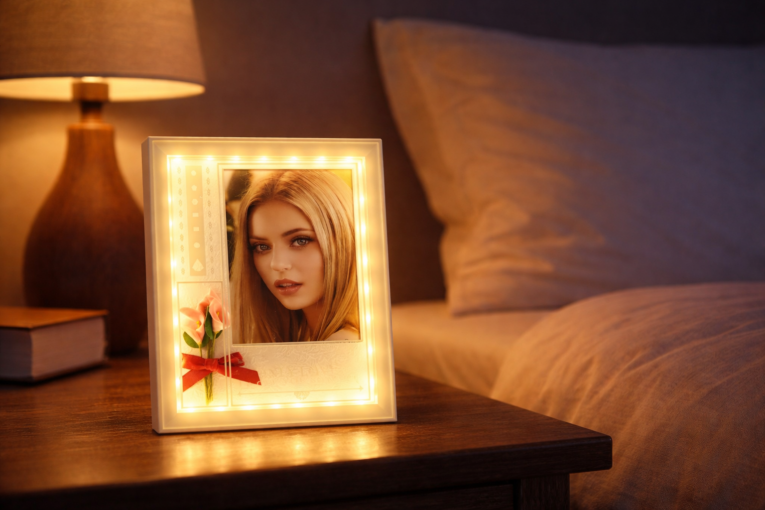 LOVEDECOR LED Photo Frame with Rectangular Photo Holder (Customizable)