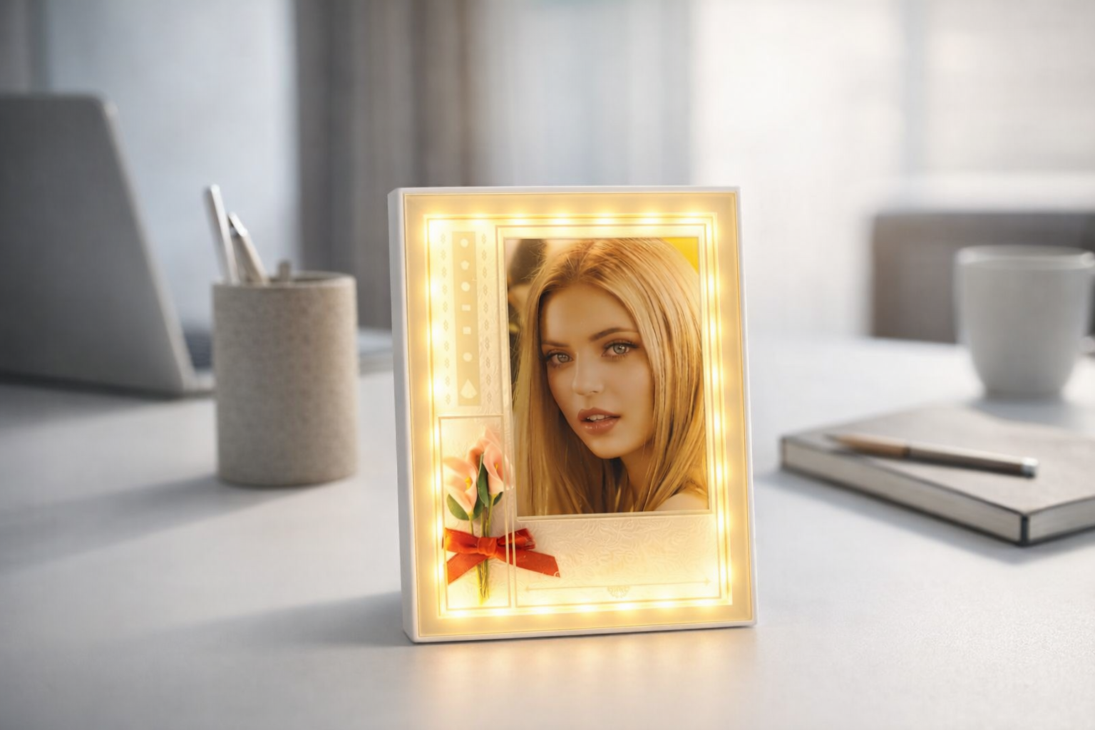 LOVEDECOR LED Photo Frame with Rectangular Photo Holder (Customizable)