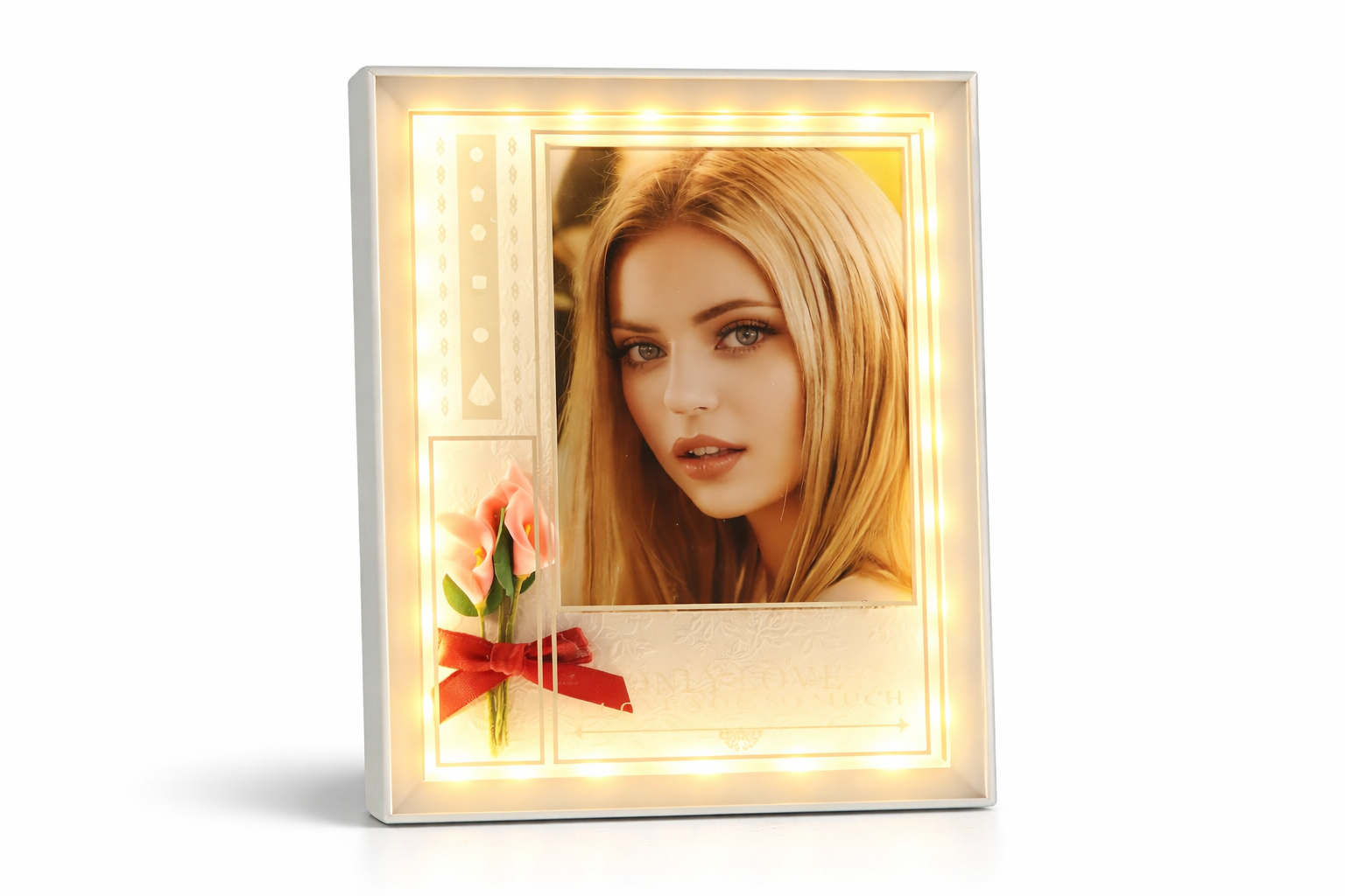 LOVEDECOR LED Photo Frame with Rectangular Photo Holder (Customizable)